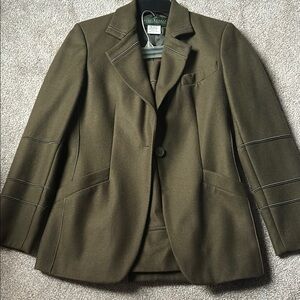 Olive Green Blazer with Stitch Detail